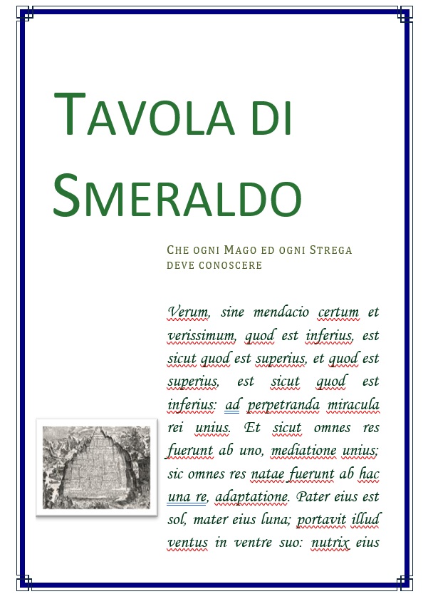 estratto tavola di smeraldo